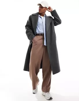 ASOS DESIGN – Серое пальто оверсайз из искусственной шерсти