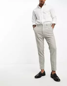 ASOS DESIGN – Серые элегантные брюки зауженного кроя из мелко фактурного материала
