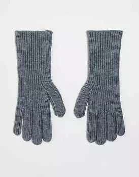 ASOS DESIGN – серые перчатки в рубчик с длинными манжетами
