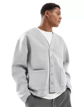 ASOS DESIGN - Серый кардиган оверсайз из верескового джерси