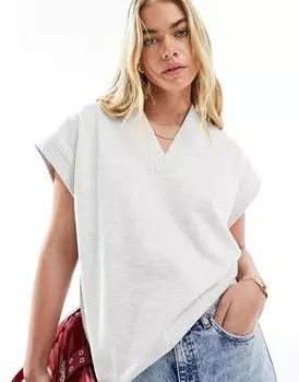 ASOS DESIGN – Серый меланжевый свитшот с v-образным вырезом