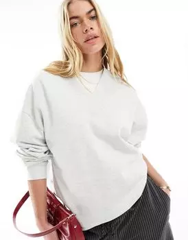 ASOS DESIGN – Серый меланжевый свитшот с v-образным вырезом