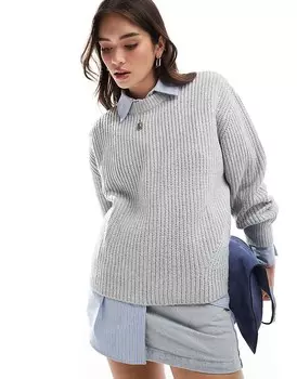 ASOS DESIGN – Серый свитер с толстыми полосками и круглым вырезом