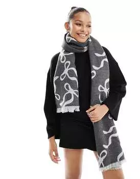 ASOS DESIGN – Серый тканый жаккардовый шарф с абстрактным бантом