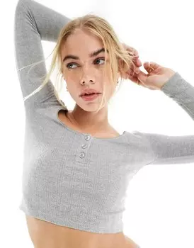 ASOS DESIGN — Серый топ с длинными рукавами и пуантами, часть комплекта