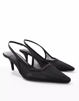ASOS DESIGN – Shake – Черные туфли-лодочки в сетку на каблуке-футляре