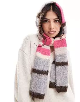 ASOS DESIGN – шарф в розово-серую полоску