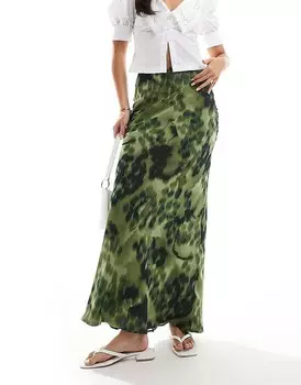 ASOS DESIGN – Шифоновая юбка макси с размытым животным принтом