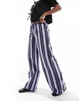 ASOS DESIGN — Широкие брюки из поплина в синюю полоску