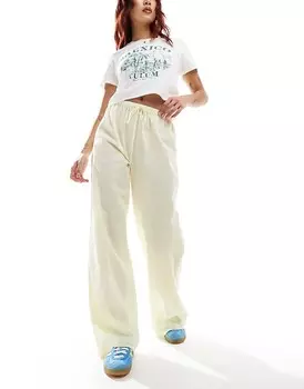 ASOS DESIGN - Широкие брюки из смесового льна лимонно-желтого цвета