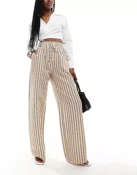 ASOS DESIGN – Широкие брюки из жатого хлопка в естественную полоску с кулиской