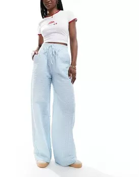 ASOS DESIGN – Широкие брюки из жатого хлопка в сине-белую полоску с завязкой на талии