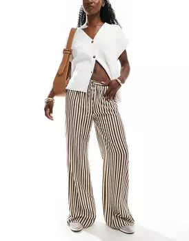 ASOS DESIGN – Широкие брюки в полоску свободного кроя под лен