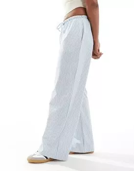 ASOS DESIGN – широкие брюки в синюю полоску, завязываемые на талии
