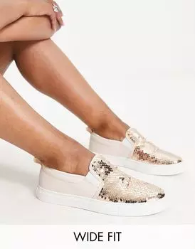 ASOS DESIGN Широкие кроссовки Dreamy с пайетками розового золота