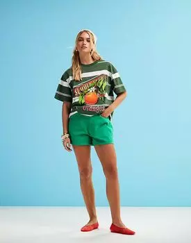 ASOS DESIGN шорты длинная модель А-силуэта, короткая, зеленого цвета