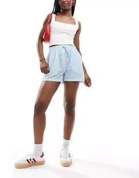 ASOS DESIGN – Шорты из жатого хлопка с завязкой на талии в сине-белую полоску