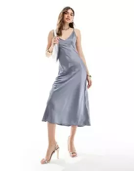 ASOS DESIGN – синее платье макси с бретелями и удлиненными чашками