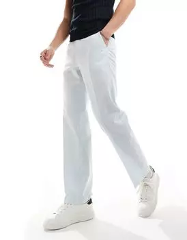ASOS DESIGN – синие элегантные брюки прямого кроя с тонким узором «гусиные лапки»