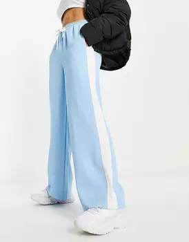 ASOS DESIGN – Синие брюки без застежки с контрастной вставкой