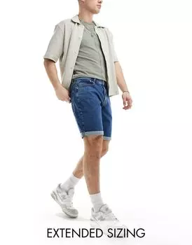 ASOS DESIGN – синие облегающие джинсовые шорты из эластичного денима стандартной длины