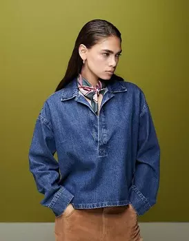 ASOS DESIGN - Синий джинсовый топ в стиле регби