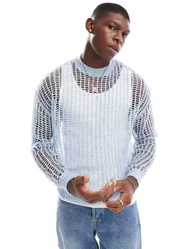 ASOS DESIGN – Синий меланжевый вязаный свитер свободного кроя