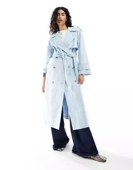 ASOS DESIGN – синий удлиненный тренч из льняного материала