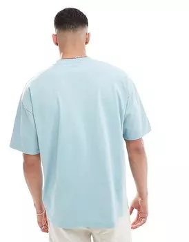 ASOS DESIGN – синяя футболка оверсайз с цветочным принтом спереди