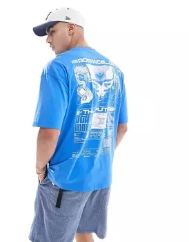 ASOS DESIGN – синяя футболка оверсайз с принтом на спине