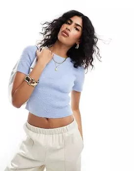 ASOS DESIGN – Синяя облегающая футболка из тонкого трикотажа
