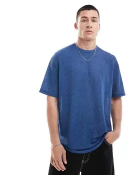 ASOS DESIGN – синяя прозрачная текстурированная футболка свободного кроя