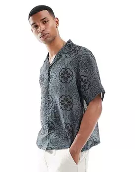 ASOS DESIGN – Синяя рубашка свободного кроя свободного кроя с плиточным узором