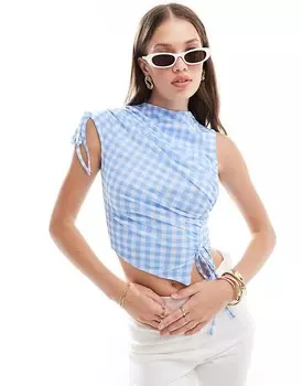 ASOS DESIGN – Синяя сетчатая майка со сборками