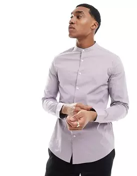 ASOS DESIGN – Сиреневая рубашка узкого кроя с дедушкиным воротником