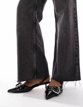 ASOS DESIGN – Sleek – Черные туфли на каблуке с декоративной пряжкой и ремешком на пятке