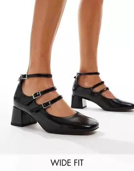 ASOS DESIGN – Socco – Черные туфли Mary Jane на среднем каблуке, широкая посадка