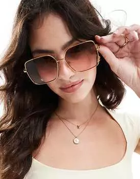 ASOS DESIGN Солнцезащитные очки с золотистыми металлическими линзами
