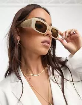 ASOS DESIGN – Солнцезащитные очки средней квадратной формы из белого ацетата с мраморным рисунком и дужками