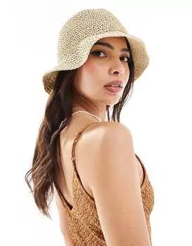 ASOS DESIGN – Соломенная панама натурального цвета, связанная крючком