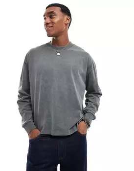 ASOS DESIGN – стираная футболка оверсайз с длинными рукавами цвета хаки