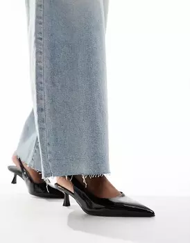 ASOS DESIGN – Stroll – Черные лаковые туфли на среднем каблуке с ремешком сзади