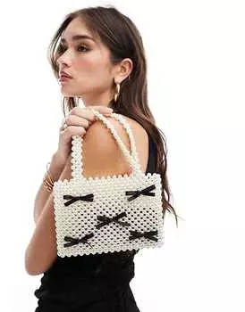 ASOS DESIGN Сумка, украшенная жемчужными шариками и маленькими бантиками