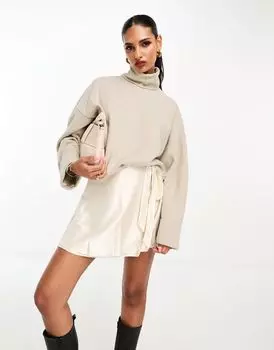 ASOS DESIGN Супермягкая водолазка теплого кремового цвета с манжетами в тон