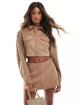 ASOS DESIGN – светло-коричневая короткая рубашка из искусственной замши, часть комплекта