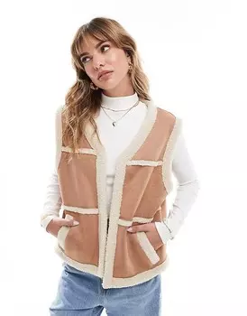 ASOS DESIGN – Светло-коричнево-розовая куртка из искусственной замши с искусственным кольцом