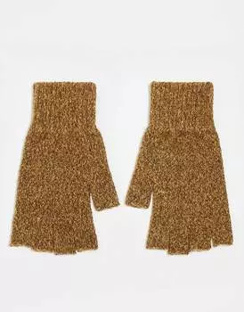 ASOS DESIGN – Светло-коричневые меланжевые перчатки без пальцев