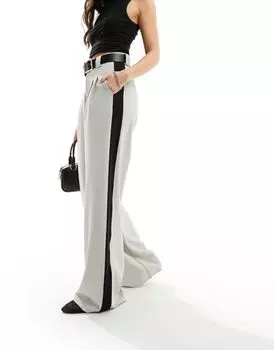 ASOS DESIGN – светло-серые широкие брюки в полоску