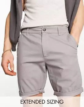 ASOS DESIGN – светло-серые узкие шорты чинос средней длины