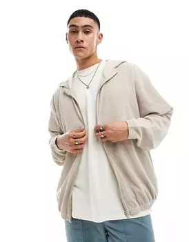 ASOS DESIGN – Светло-серый фактурный худи оверсайз, однотонный цвет